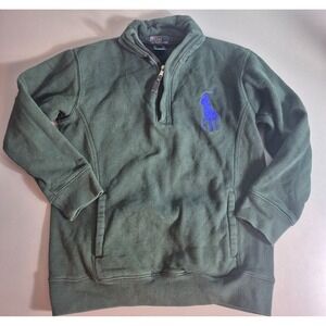 Polo Ralph Lauren Boys Long Sleeve 1/2 Zip Sweatshirt 7 Hunter Green BIG PONY
